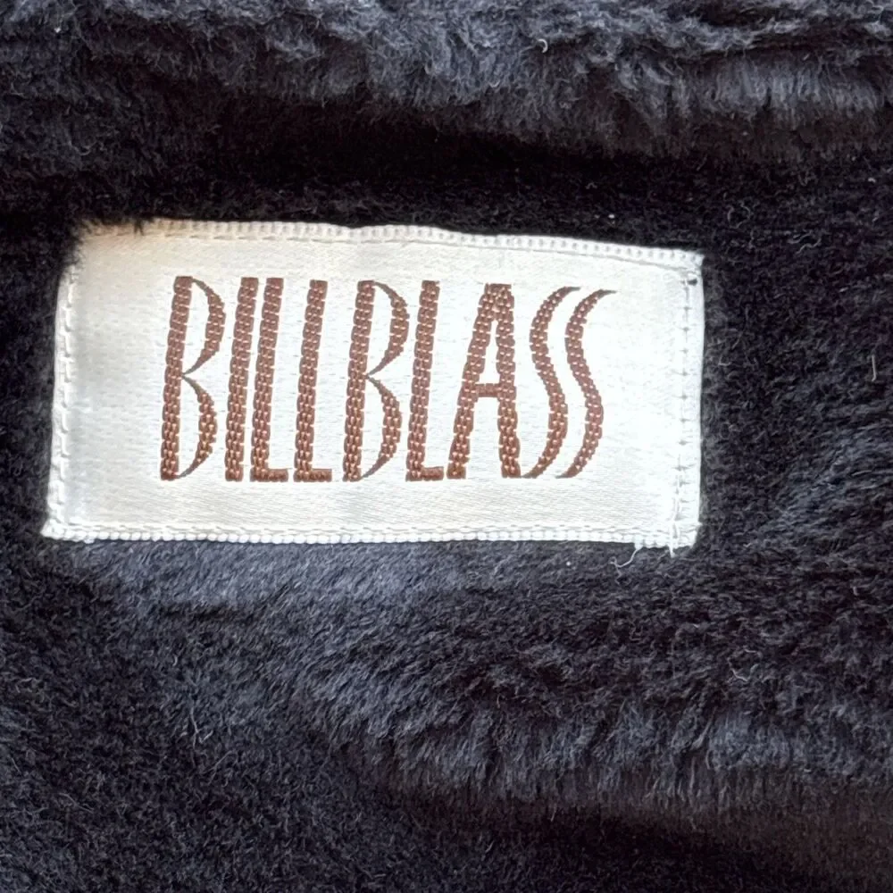 Bill Blass Menswear Black Trench Coat Button Front Zip Out Faux Fur Lining Large